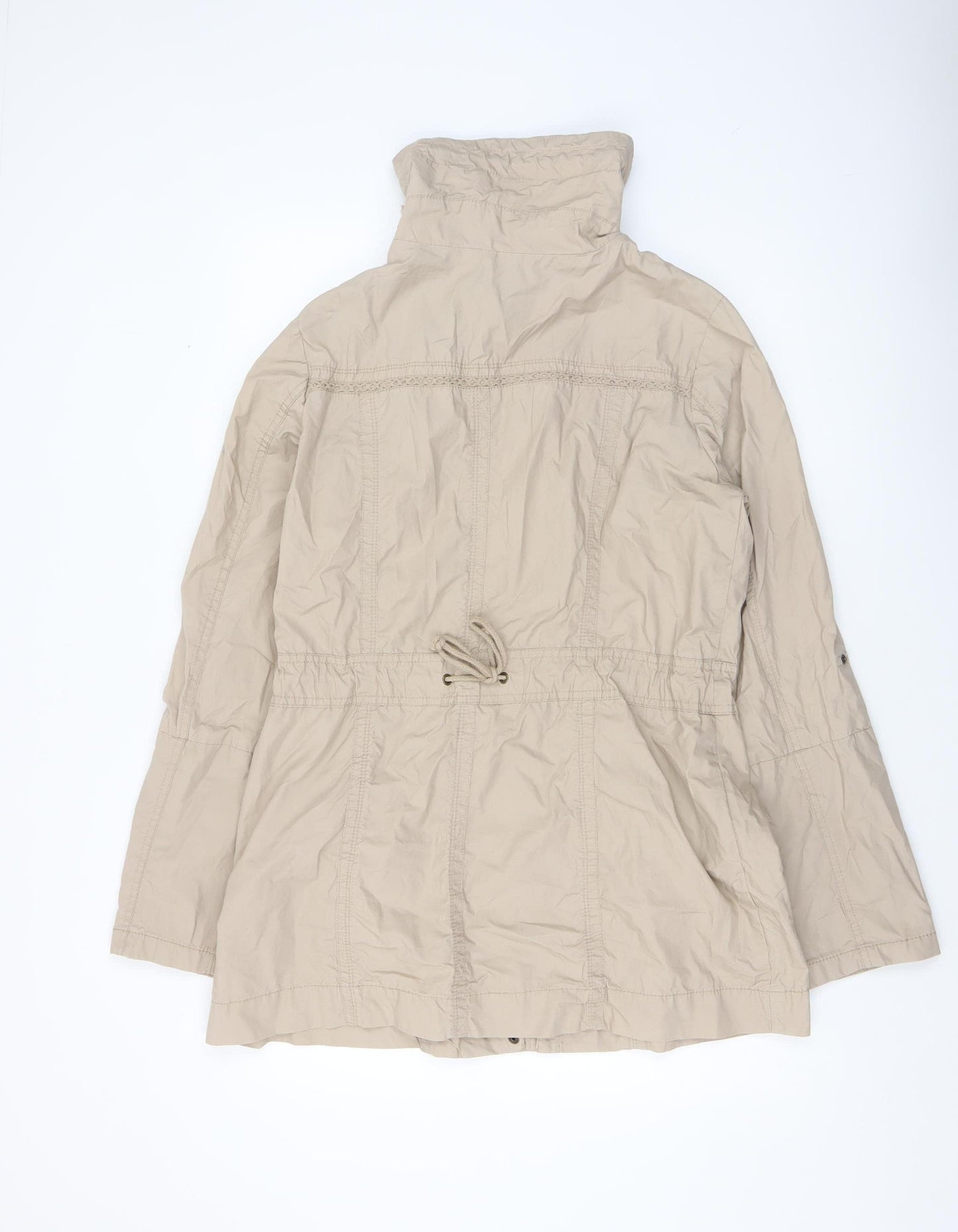 George Women Beige Cotton Anorak Jacket Size 12 Mid-Length
