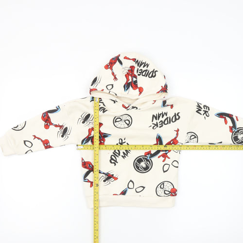 Marvel Spider-Man Boys Beige Pullover Hoodie 3-4 Years Cotton Blend