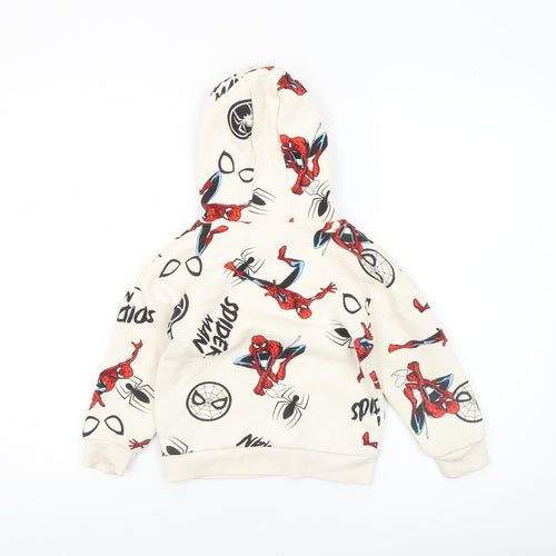 Marvel Spider-Man Boys Beige Pullover Hoodie 3-4 Years Cotton Blend