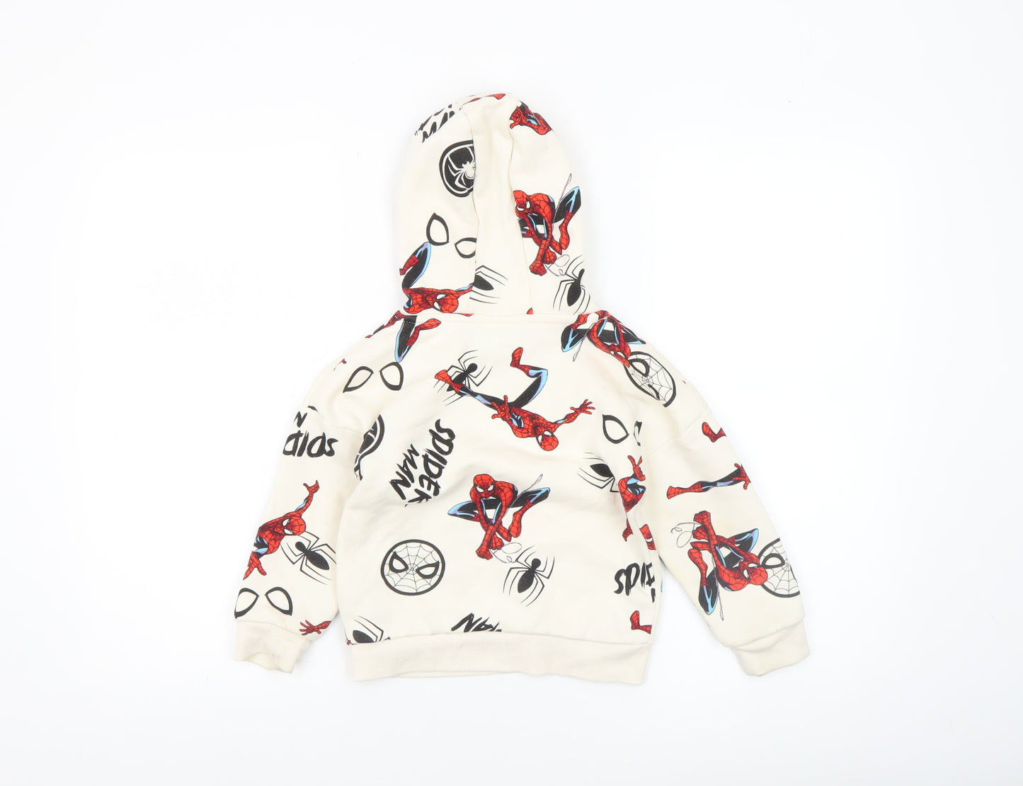 Marvel Spider-Man Boys Beige Pullover Hoodie 3-4 Years Cotton Blend