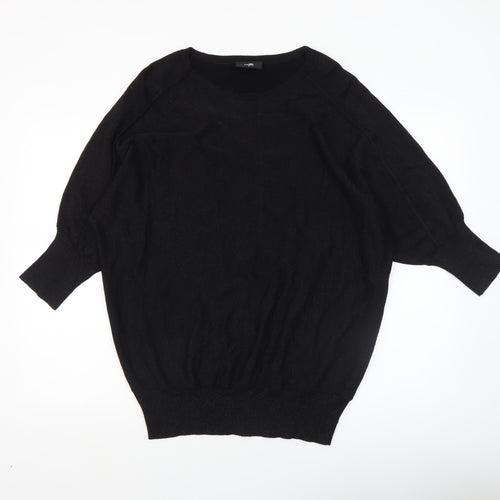 Wallis Women’s Black Relaxed Fit Knit Jumper Size 14 Dolman Sleeve