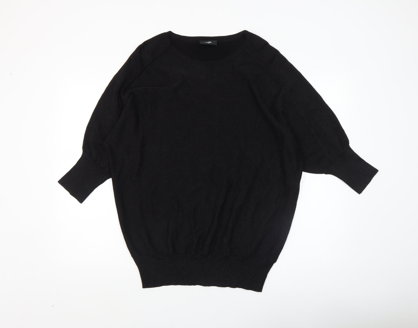 Wallis Women’s Black Relaxed Fit Knit Jumper Size 14 Dolman Sleeve
