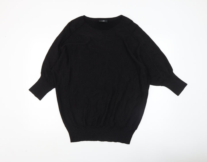 Wallis Women’s Black Relaxed Fit Knit Jumper Size 14 Dolman Sleeve