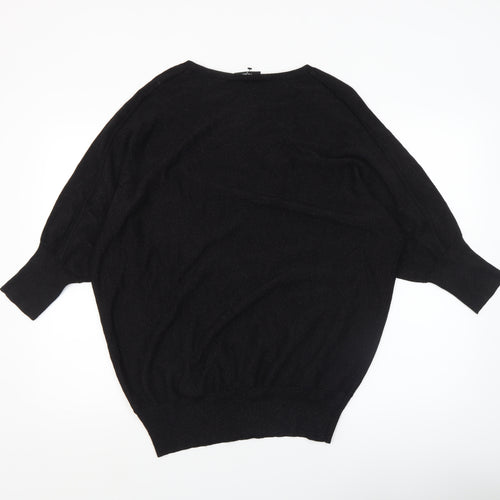 Wallis Women’s Black Relaxed Fit Knit Jumper Size 14 Dolman Sleeve