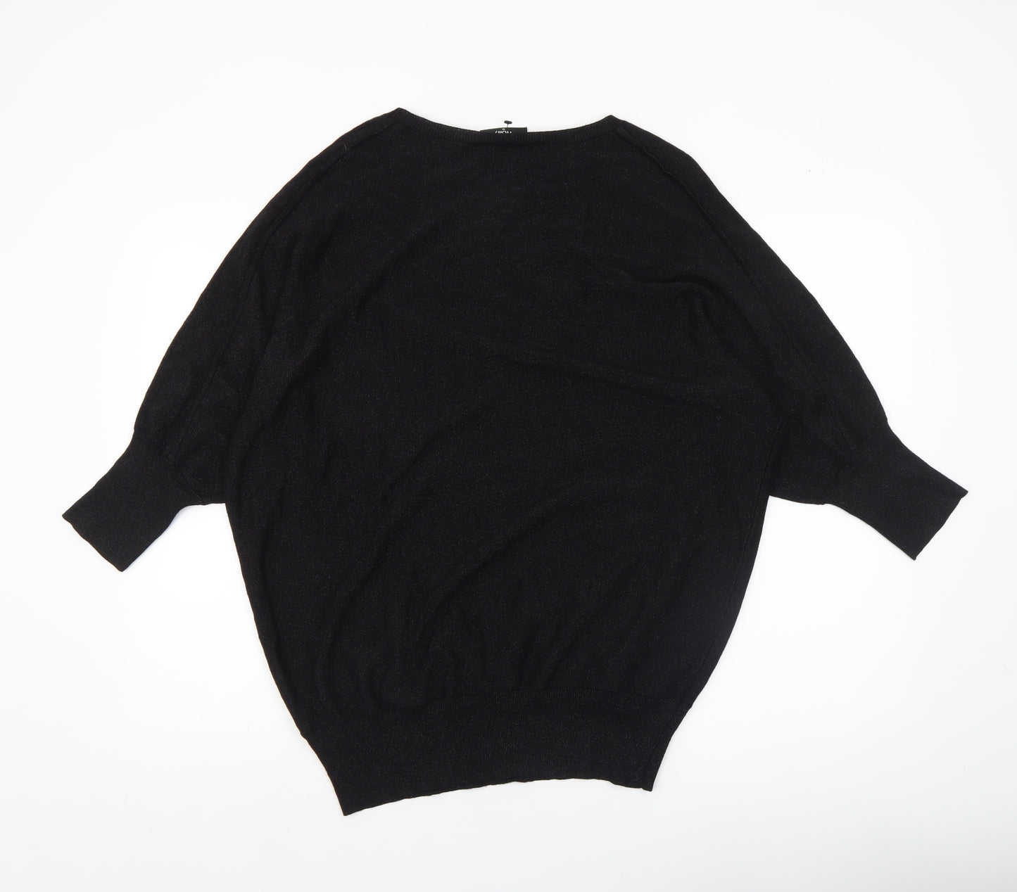 Wallis Women’s Black Relaxed Fit Knit Jumper Size 14 Dolman Sleeve