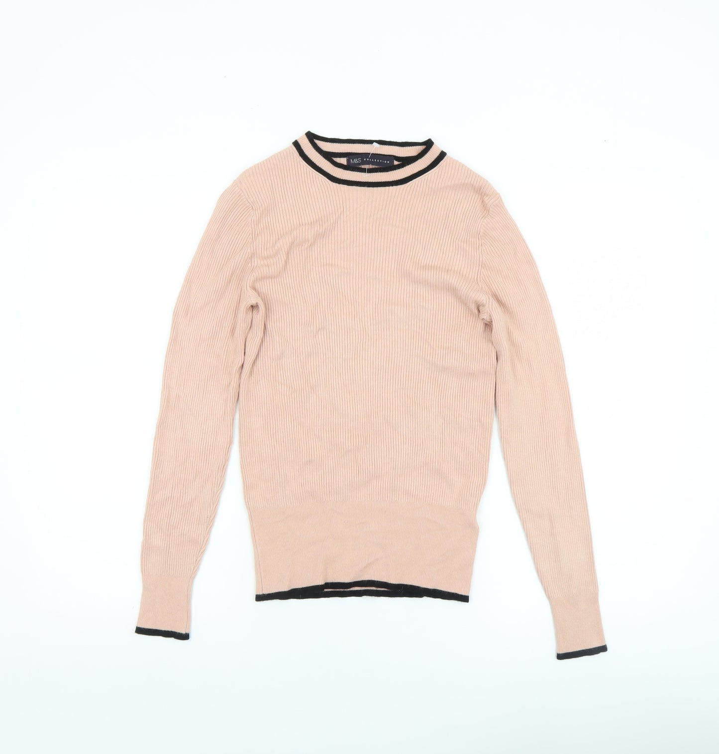 Marks and Spencer Women's Beige Crew Neck Long Sleeve Jumper Size 10