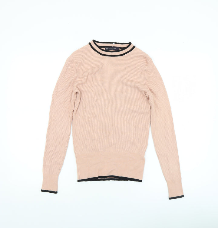 Marks and Spencer Women's Beige Crew Neck Long Sleeve Jumper Size 10