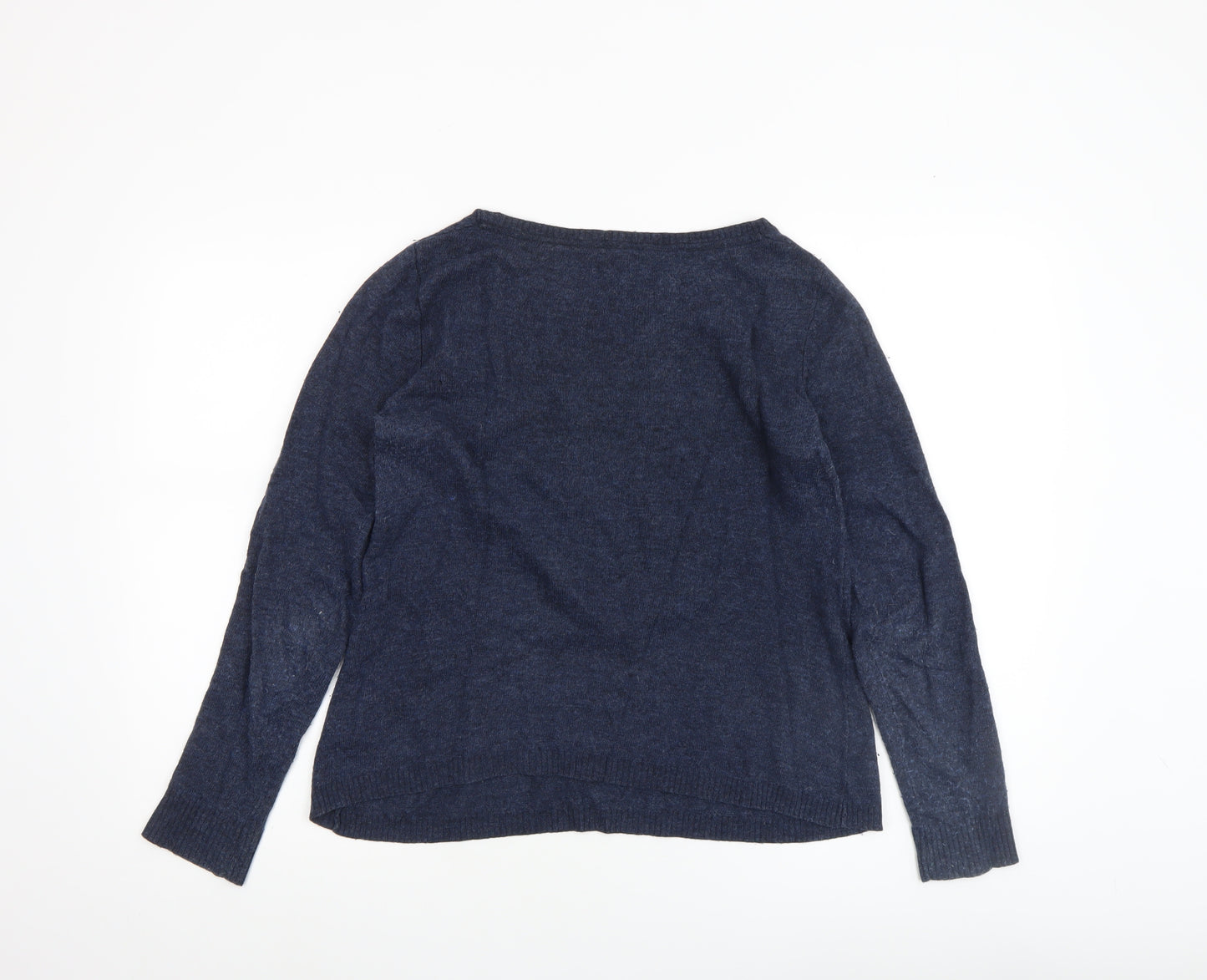 Lulu & Red Women's Blue Bird Pattern Wool Blend Jumper Size M