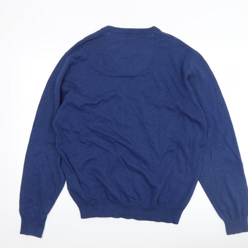Redmond Men's Blue V-Neck Cotton Jumper Size M Casual Knitwear