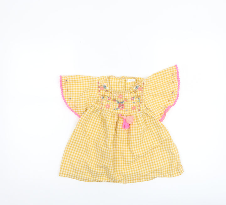 Next Girls Yellow Gingham Embroidered A-Line Dress 12-18 Months