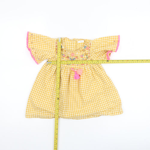 Next Girls Yellow Gingham Embroidered A-Line Dress 12-18 Months