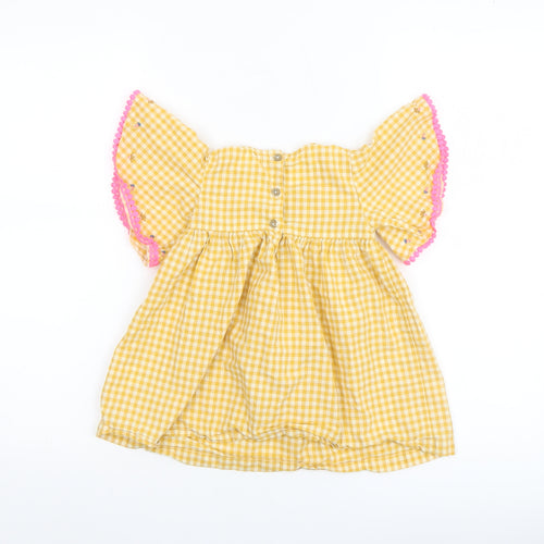 Next Girls Yellow Gingham Embroidered A-Line Dress 12-18 Months