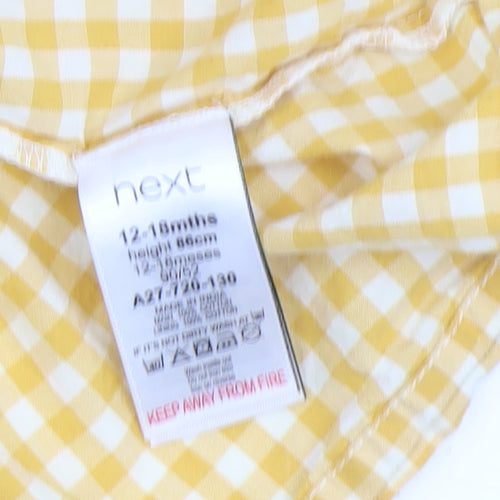 Next Girls Yellow Gingham Embroidered A-Line Dress 12-18 Months