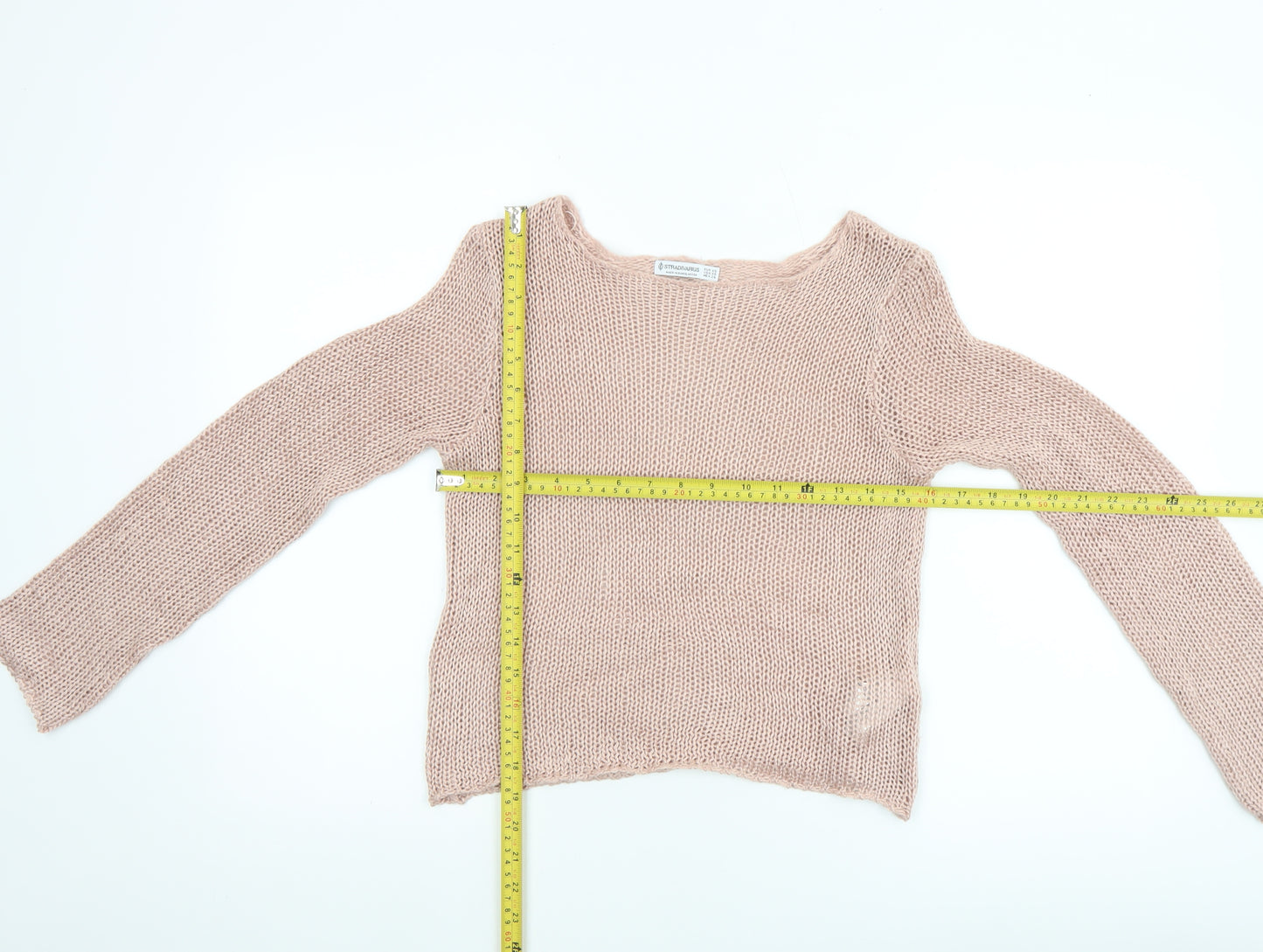 Stradivarius Women’s Beige Chunky-Knit Boat Neck Pullover Jumper XS