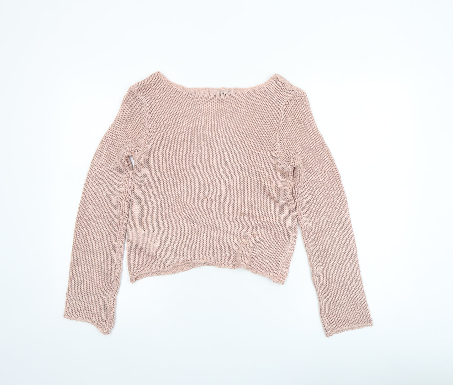 Stradivarius Women’s Beige Chunky-Knit Boat Neck Pullover Jumper XS