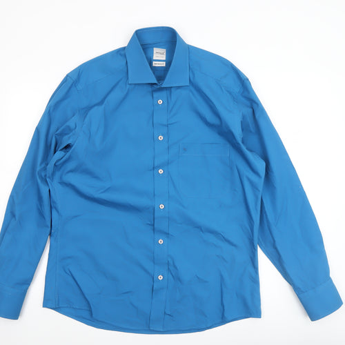 Remus Uomo Men's Blue Slim Fit Long Sleeve Dress Shirt Size 16.5