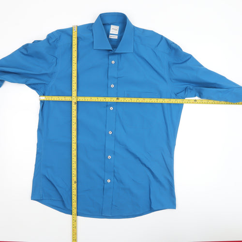 Remus Uomo Men's Blue Slim Fit Long Sleeve Dress Shirt Size 16.5