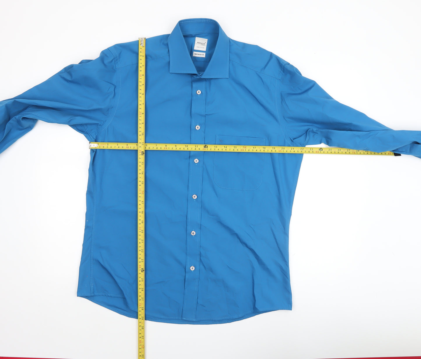 Remus Uomo Men's Blue Slim Fit Long Sleeve Dress Shirt Size 16.5