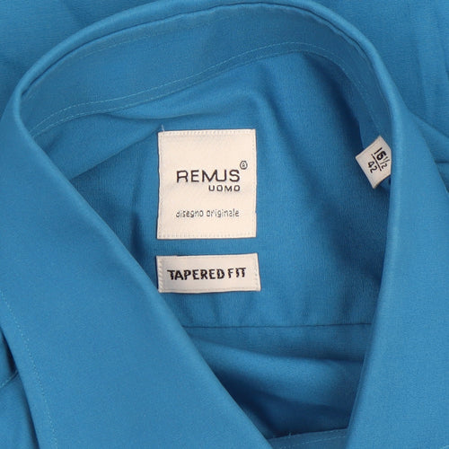 Remus Uomo Men's Blue Slim Fit Long Sleeve Dress Shirt Size 16.5