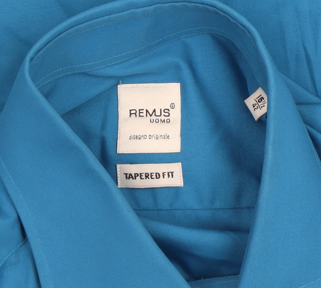 Remus Uomo Men's Blue Slim Fit Long Sleeve Dress Shirt Size 16.5