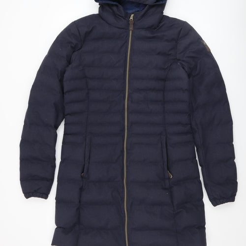 Killtec Women Blue Long Puffer Coat Hooded Size 12 Water Resistant