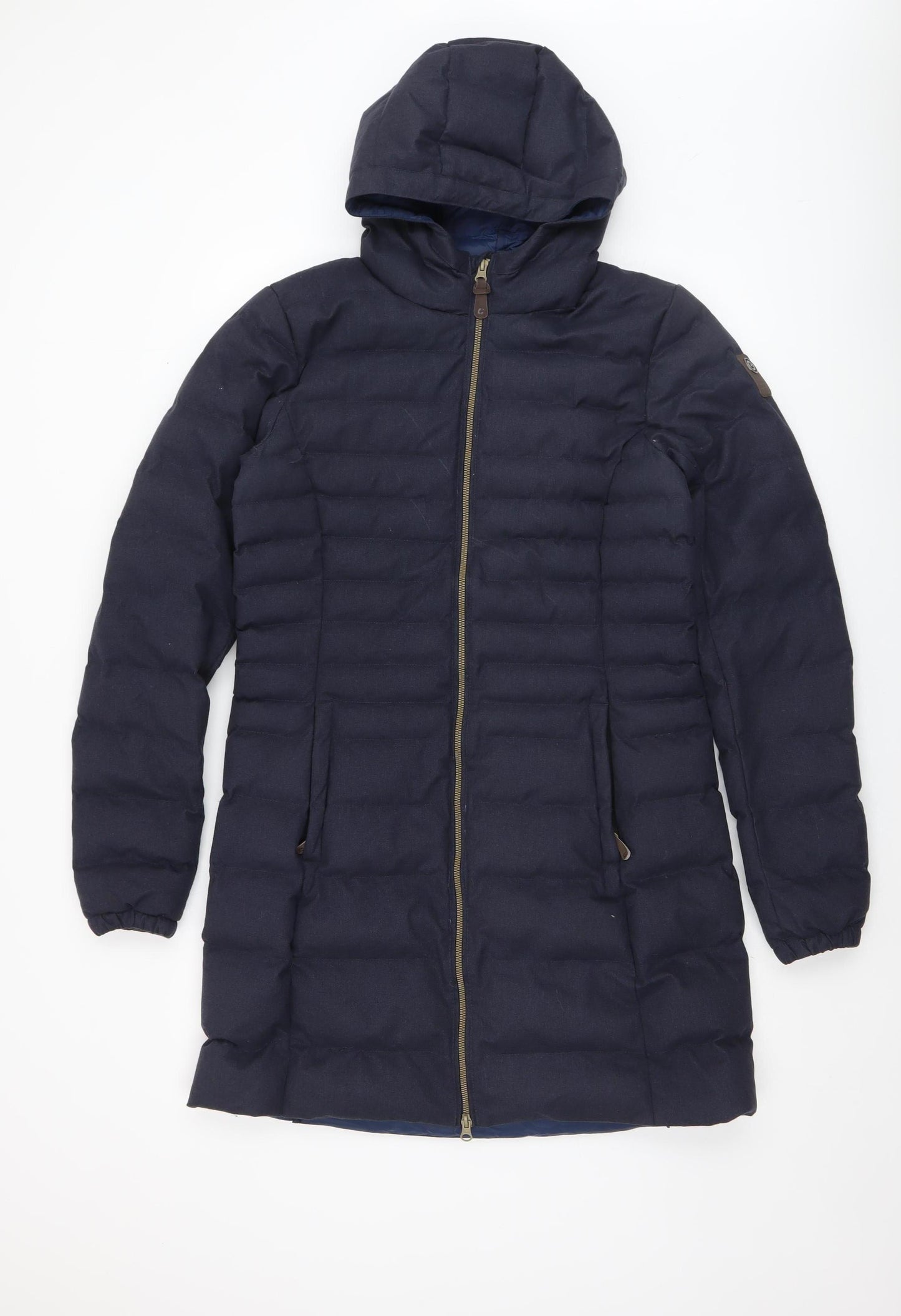 Killtec Women Blue Long Puffer Coat Hooded Size 12 Water Resistant