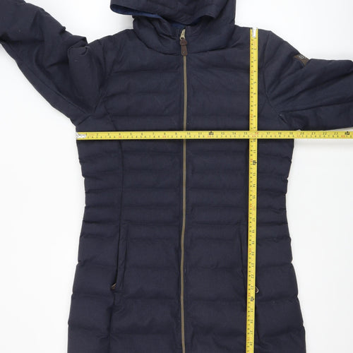 Killtec Women Blue Long Puffer Coat Hooded Size 12 Water Resistant