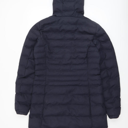 Killtec Women Blue Long Puffer Coat Hooded Size 12 Water Resistant