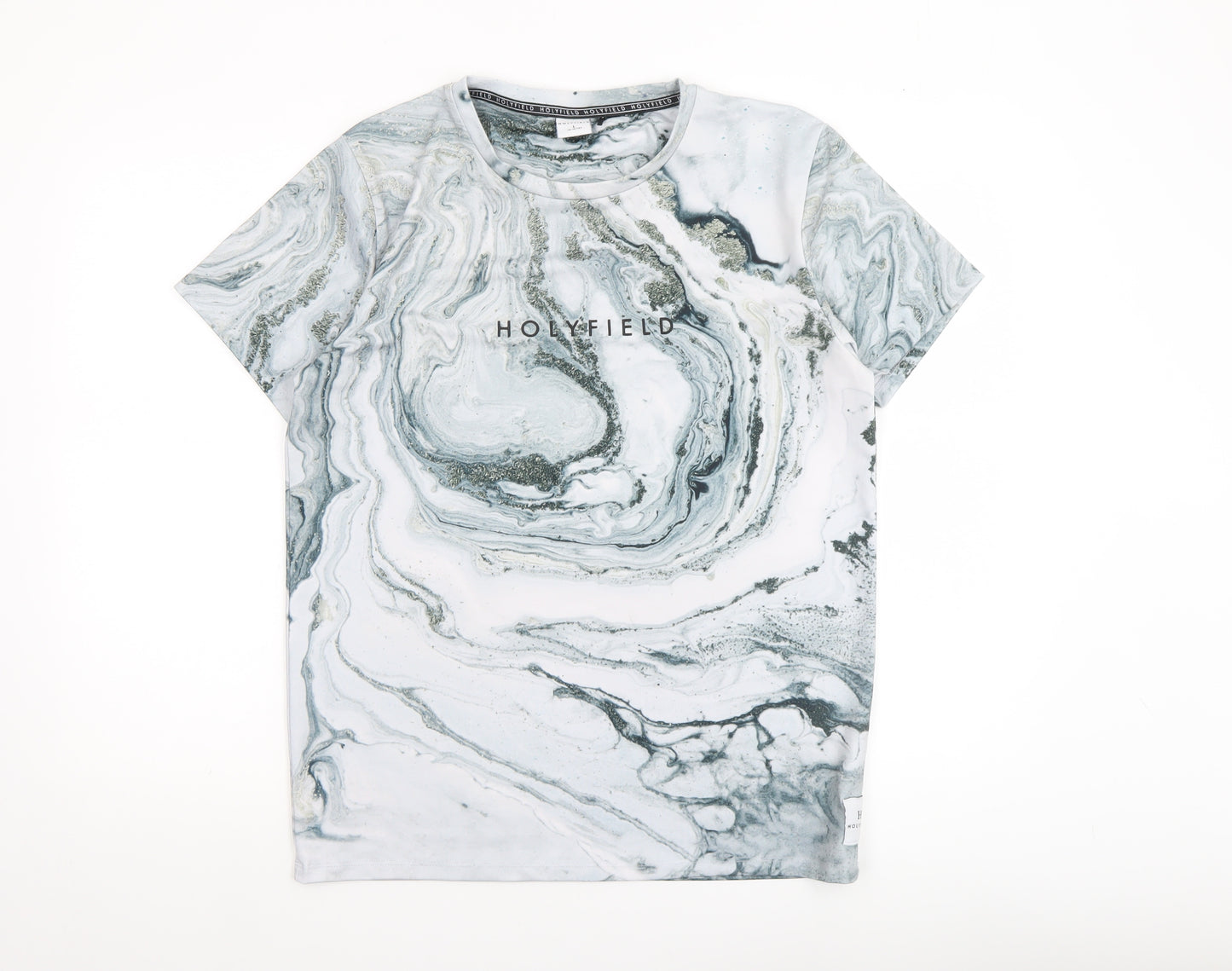 Holyfield Grey Marble Print Teens L Regular Fit T-Shirt