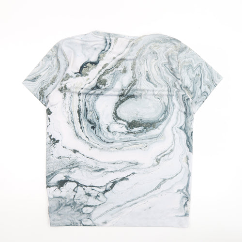 Holyfield Grey Marble Print Teens L Regular Fit T-Shirt
