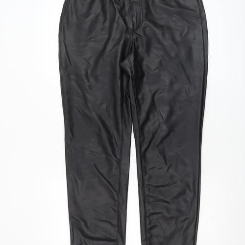 Vero Moda Women’s Black Faux Leather Straight Trousers Size 14