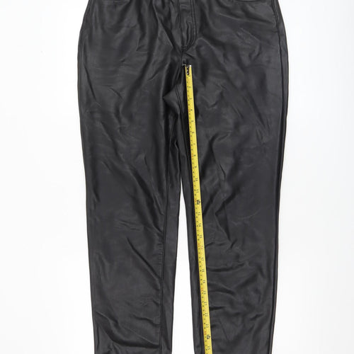 Vero Moda Women’s Black Faux Leather Straight Trousers Size 14