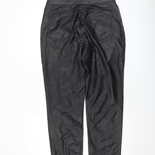 Vero Moda Women’s Black Faux Leather Straight Trousers Size 14