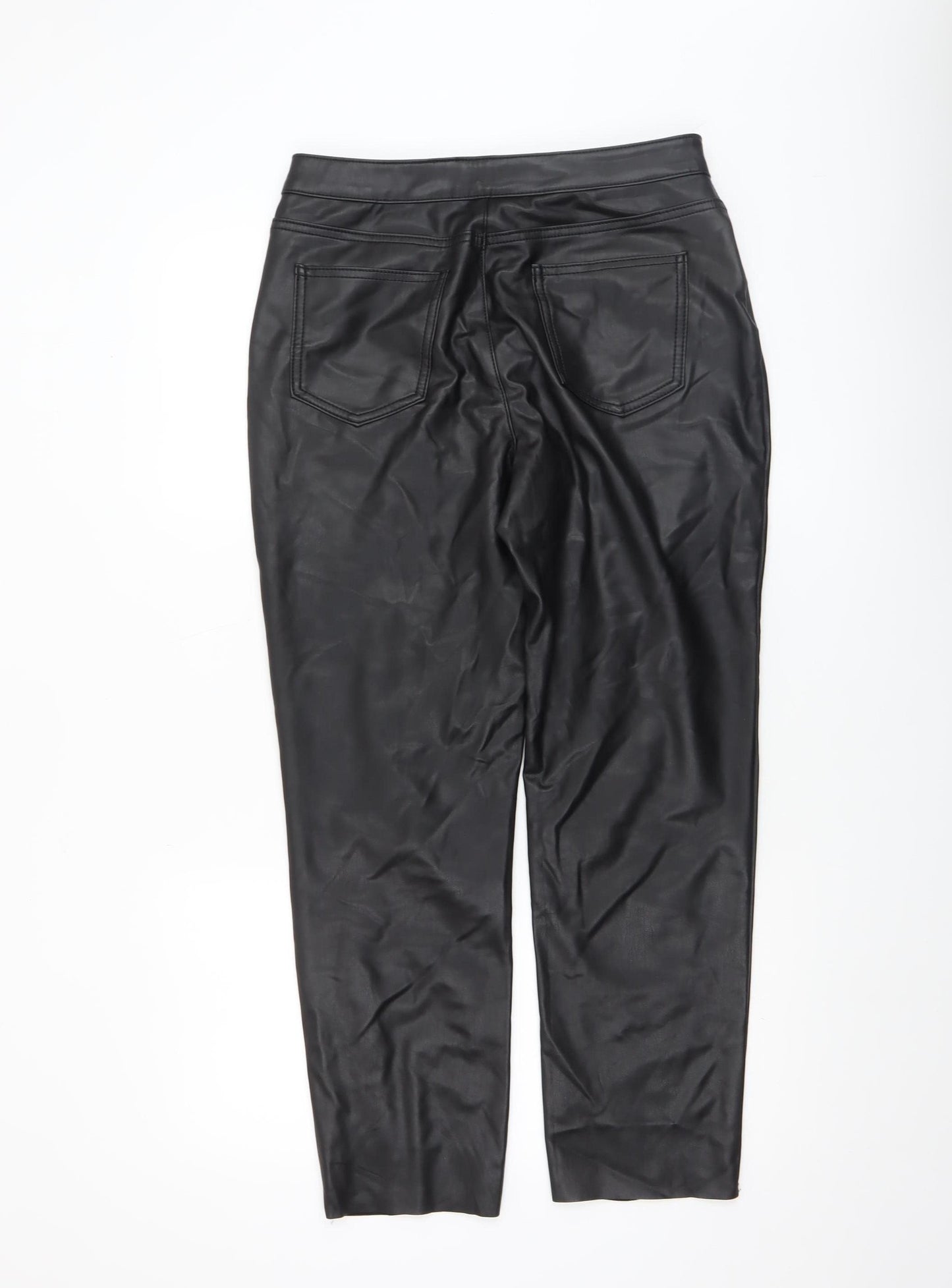 Vero Moda Women’s Black Faux Leather Straight Trousers Size 14