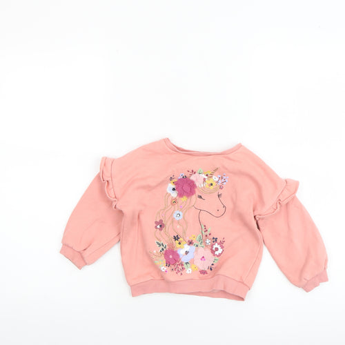 F&F Girls Pink Unicorn Sweatshirt 2-3 Years Long Sleeve Pullover
