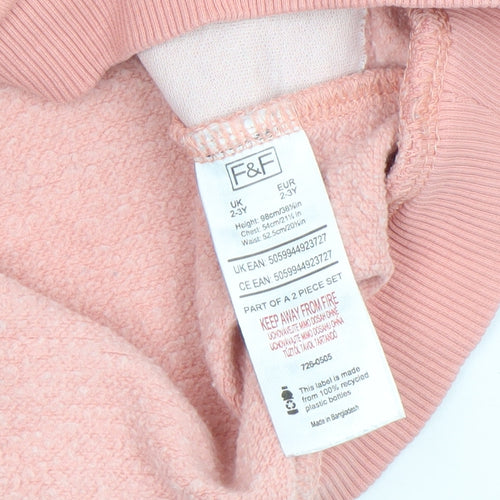 F&F Girls Pink Unicorn Sweatshirt 2-3 Years Long Sleeve Pullover