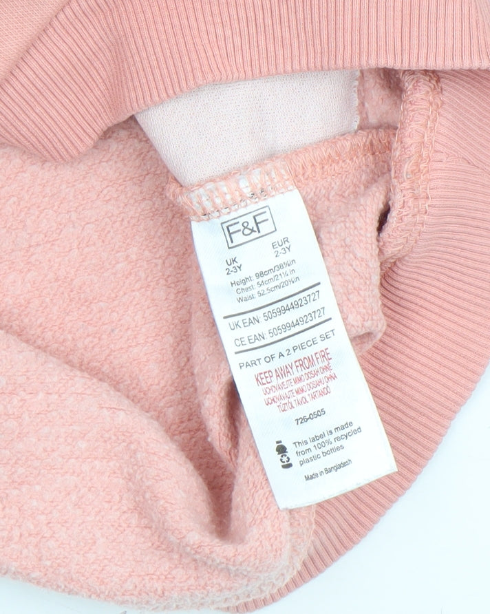 F&F Girls Pink Unicorn Sweatshirt 2-3 Years Long Sleeve Pullover