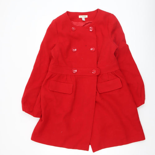 Chloé Women's Red Wool Blend Belted Double-Breasted Coat Size 8