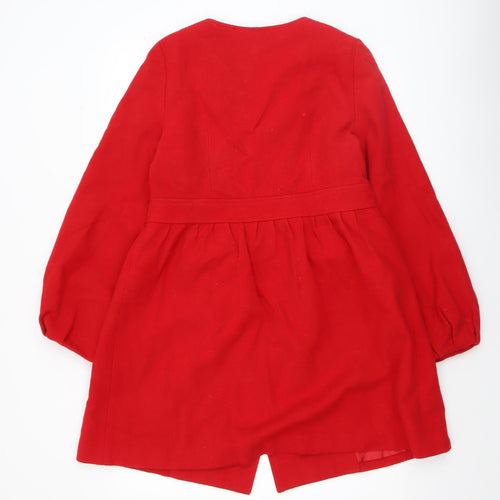 Chloé Women's Red Wool Blend Belted Double-Breasted Coat Size 8