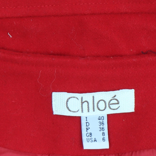 Chloé Women's Red Wool Blend Belted Double-Breasted Coat Size 8