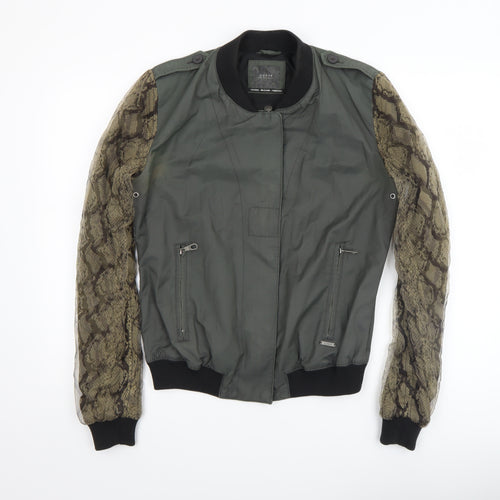 Guess Womens Green Snake Print Bomber Jacket Size 8