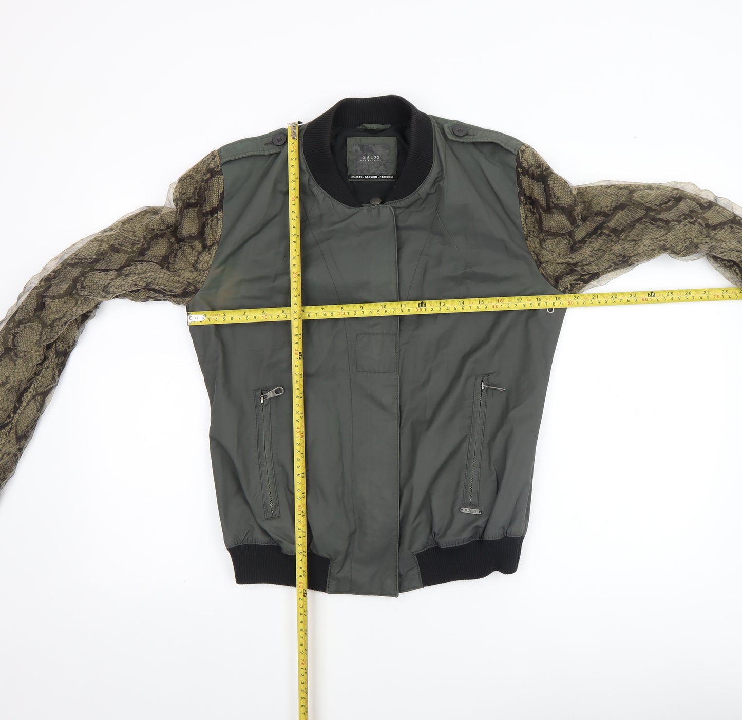 Guess Womens Green Snake Print Bomber Jacket Size 8