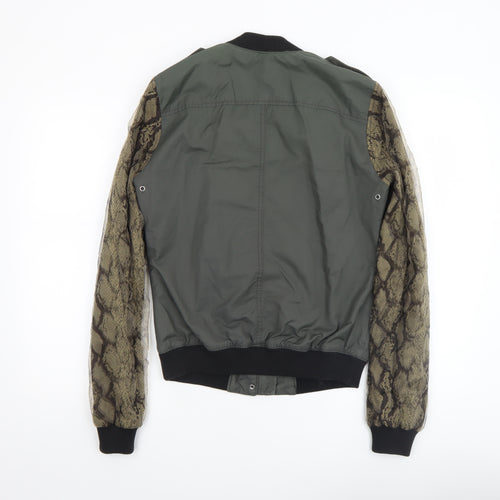 Guess Womens Green Snake Print Bomber Jacket Size 8