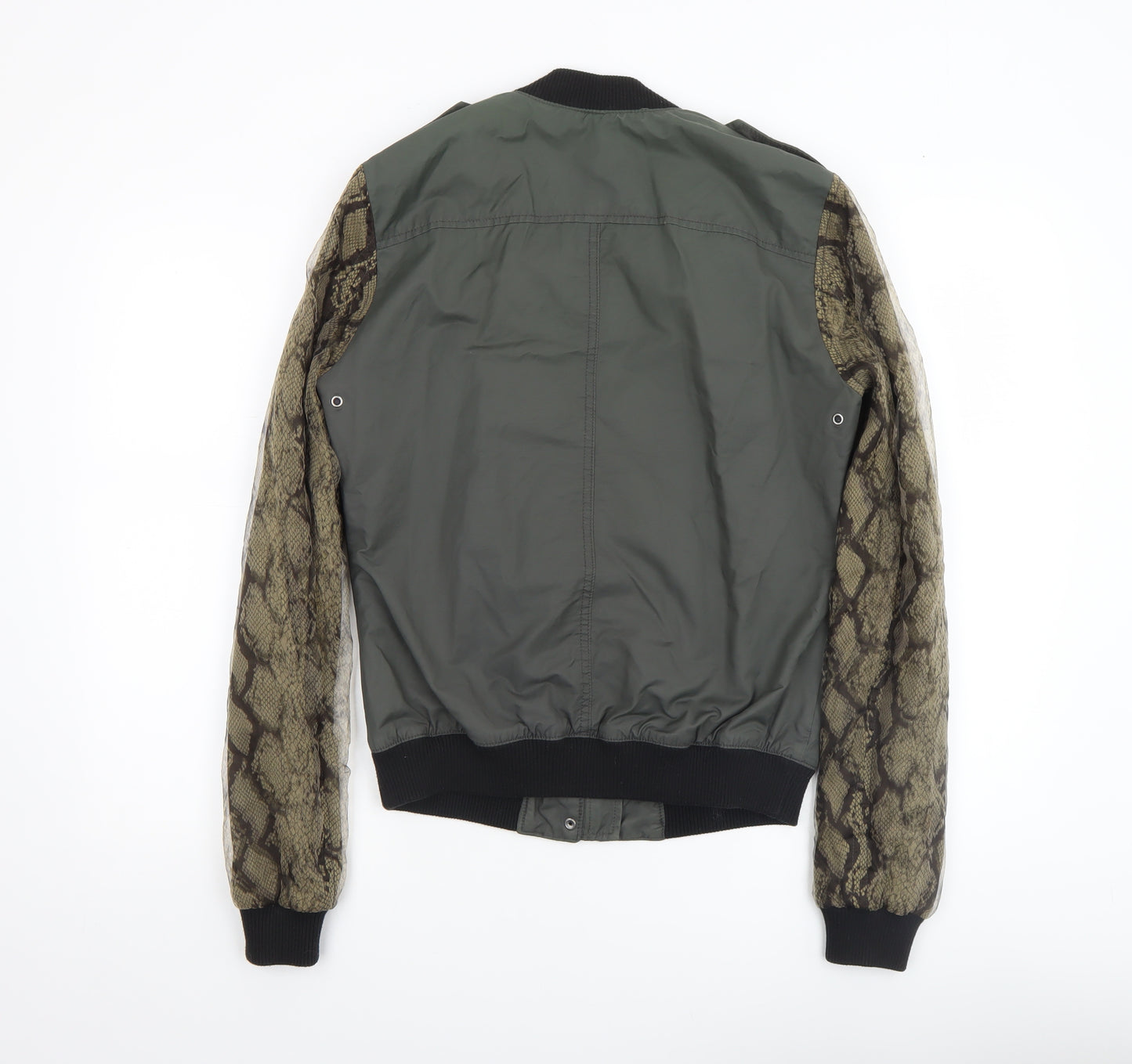 Guess Womens Green Snake Print Bomber Jacket Size 8