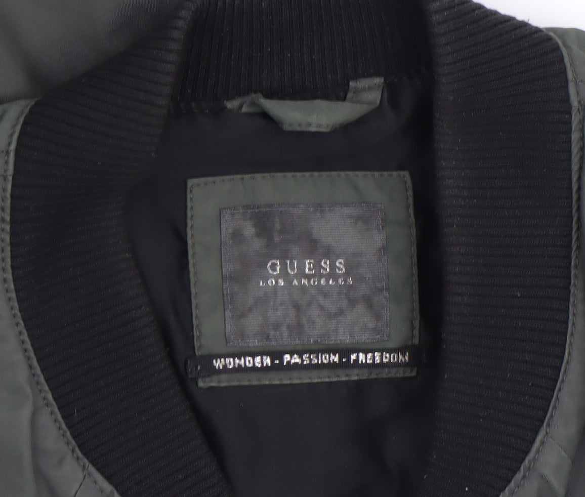Guess Womens Green Snake Print Bomber Jacket Size 8