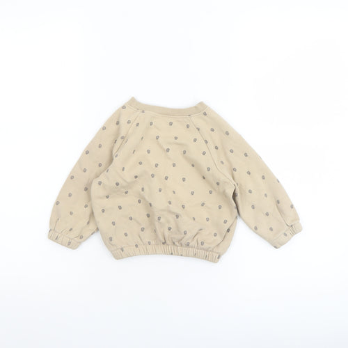 Dunnes Stores Unisex Beige 'Wild At Heart' Long Sleeve Pullover T-Shirt 9-12 Months