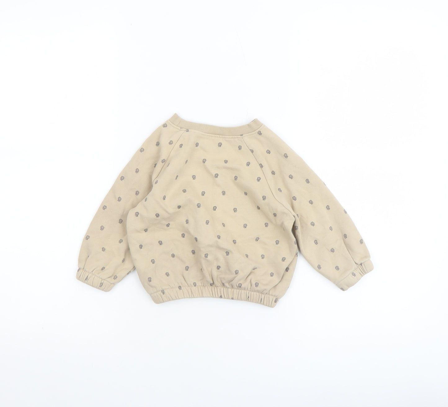 Dunnes Stores Unisex Beige 'Wild At Heart' Long Sleeve Pullover T-Shirt 9-12 Months