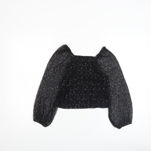Angel & Rocket Girls Black Sequin Mesh Cropped Blouse 7 Years Partywear
