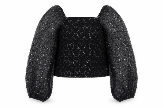Angel & Rocket Girls Black Sequin Mesh Cropped Blouse 7 Years Partywear