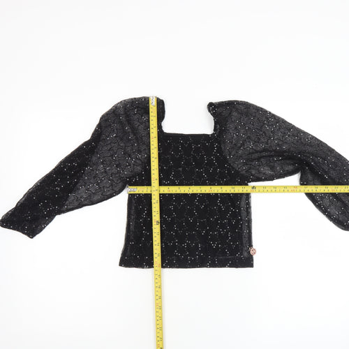 Angel & Rocket Girls Black Sequin Mesh Cropped Blouse 7 Years Partywear